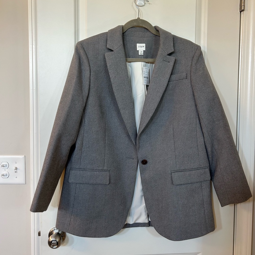 J. Crew Herringbone Blazer in Gray